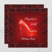 40e verjaardag Zebra Black White Red Shoe Kaart (Voorkant / Achterkant)