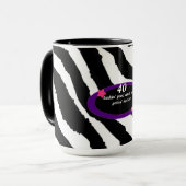 40e verjaardag zebraprint mok (Voorkant links)
