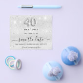 40e verjaardag zilveren glitters save the date flyer (Enkel)
