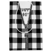 40e verjaardag Zipper op buffelplaat Medium Cadeauzakje (Voorkant)