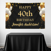 40e verjaardag zwart en goud spandoek