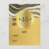 40e verjaardag zwart en goudmatig sparen de Datum Briefkaart (Voorkant)
