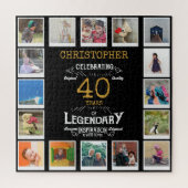 40e verjaardag zwart goud foto collage legpuzzel (Verticaal)