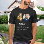 40e verjaardag zwart goud foto t-shirt
