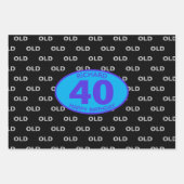 40e verjaardag zwart grappig old veertig inpakpapier vel (Voorkant)