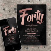 40e verjaardag Zwart Roos Goud Kaart