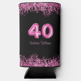 40e verjaardag zwart roze ballonnen | Faux Glitter