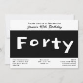 40e verjaardag zwart-wit kaart (Voorkant)