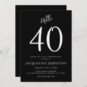 40e verjaardag zwart-wit kaart (Voorkant / Achterkant)
