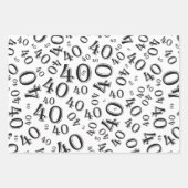 40e verjaardag zwart/wit Random Number Patroon 40 Inpakpapier Vel (Voorkant)