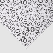 40e verjaardag zwart/wit Random Number Pattern Tissuepapier (Detail)