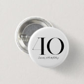 40e verjaardag zwart-wit ronde button 3,2 cm (Voorkant /achterkant)