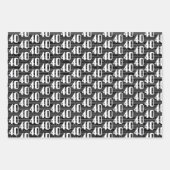 40e verjaardag Zwart Wit Typografie Nummers Inpakpapier Vel (Voorkant)