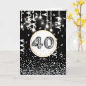 40e verjaardag zwart wit zebra glitter lichten kaart (Gele Bloem)