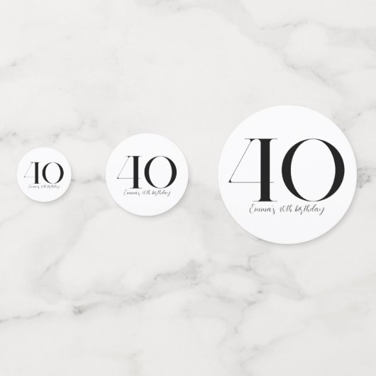 40e verjaardag zwarte en witte Confetti (Achterkanten)