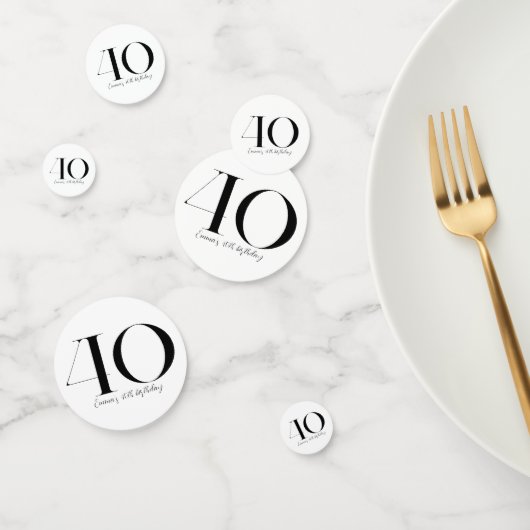 40e verjaardag zwarte en witte Confetti (Groep)