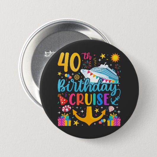 40e Verjaardagscruise B-Day Party Ronde Button (Voorkant /achterkant)