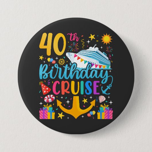 40e Verjaardagscruise B-Day Party Ronde Button (Voorkant)