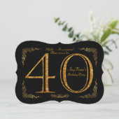 40e, Verjaardagsfeest 40e, grote Gatsby, zwart & g Kaart (Staand voorkant)