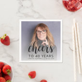 40e verjaardagsfeest Foto Black Script Cheers Servet (Insitu)