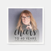 40e verjaardagsfeest Foto Black Script Cheers Servet (Voorkant)