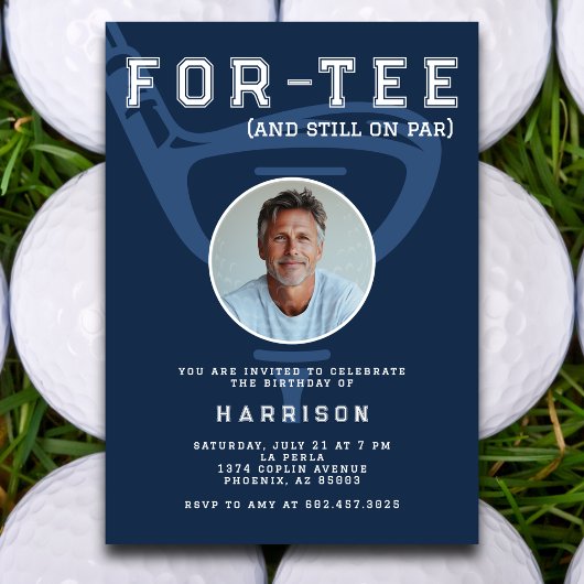 40e Verjaardagsfeest Foto Modern Golf Blue Kaart