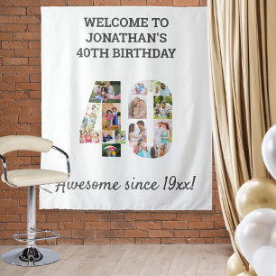 40e Verjaardagsfeest Fotocollage Achtergrond Wandkleed