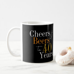 40e verjaardagsfeest juicht bier zwart goud koffiemok