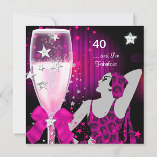 40e verjaardagsfeest Retro diva Prachtig roze Kaart