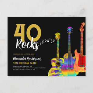 40e verjaardagsfeestje 40 Rocks gitaar Uitnodiging Briefkaart