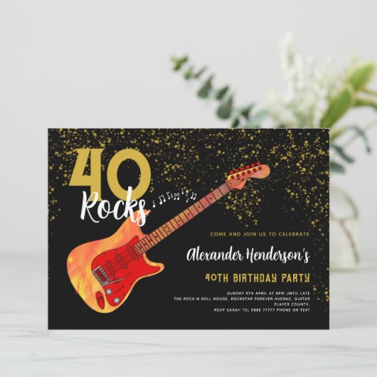 40e verjaardagsfeestje 40 Rocks Gouden Glitter Kaart (Staand voorkant)