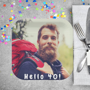 40e verjaardagsfeestje foto hallo 40 jongens manne papieren bordje