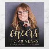 40e verjaardagsfeestje foto proost wijn etiket (Enkel label)