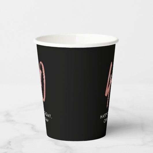40e verjaardagsfeestje gepersonaliseerd roos goud papieren bekers (Links)