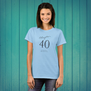 40e verjaardagsfeestje grijs script blauw t-shirt
