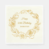 40e verjaardagsfeestje Luxe Goud Roos Ivoor Cockta Servet (Voorkant)