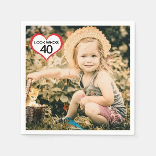 40e Verjaardagsfeestje Servetten met Foto (Voorkant)