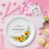 40e verjaardagsfeestje Zonnebloem Daisy Custom Papieren Bordje (Feest)