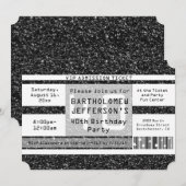 40e verjaardagsfeestticket, Black Shimmer Kaart (Voorkant / Achterkant)