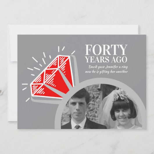 40e verlichtingspartij rode robijnen ring foto gra kaart (Voorkant)