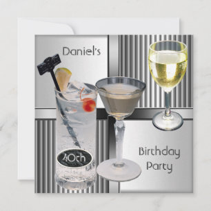 40e verpartijfeest voor mannen Drinken Metaal Zwar Kaart