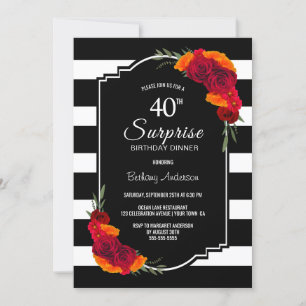 40e verrassingsdag - Dinner Black White Striped Kaart