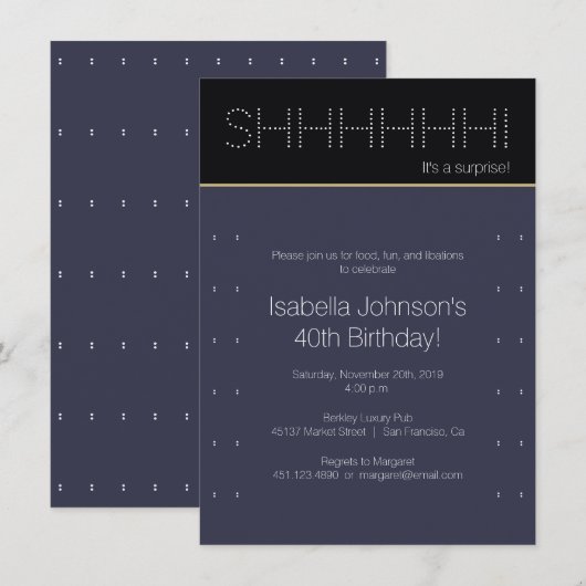 40e verrassingsverjaardagsfeestje | Moderne Polka  Kaart (Voorkant / Achterkant)