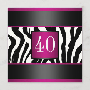 40e Zebra Birthday party Kaart