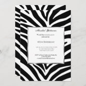 40e Zèbre noir blanc Invitation d'anniversaire (Devant / Derrière)