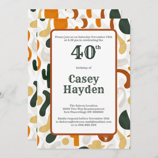 40e zuidwestelijke stijl cowboy pet cactus kaart (Voorkant / Achterkant)