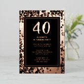 40e Zwart Roos Gouden Foto op Terug Aangepaste Sja Folie Uitnodiging (Staand Voorkant)