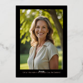 40e Zwart Roos Gouden Foto op Terug Aangepaste Sja Folie Uitnodiging (Achterkant)