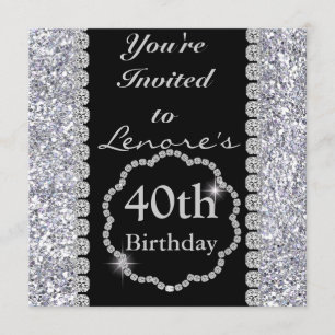 40e ZWART-uitnodiging van de Birthday Party Kaart