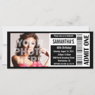 40e zwart-wit ticket kaart